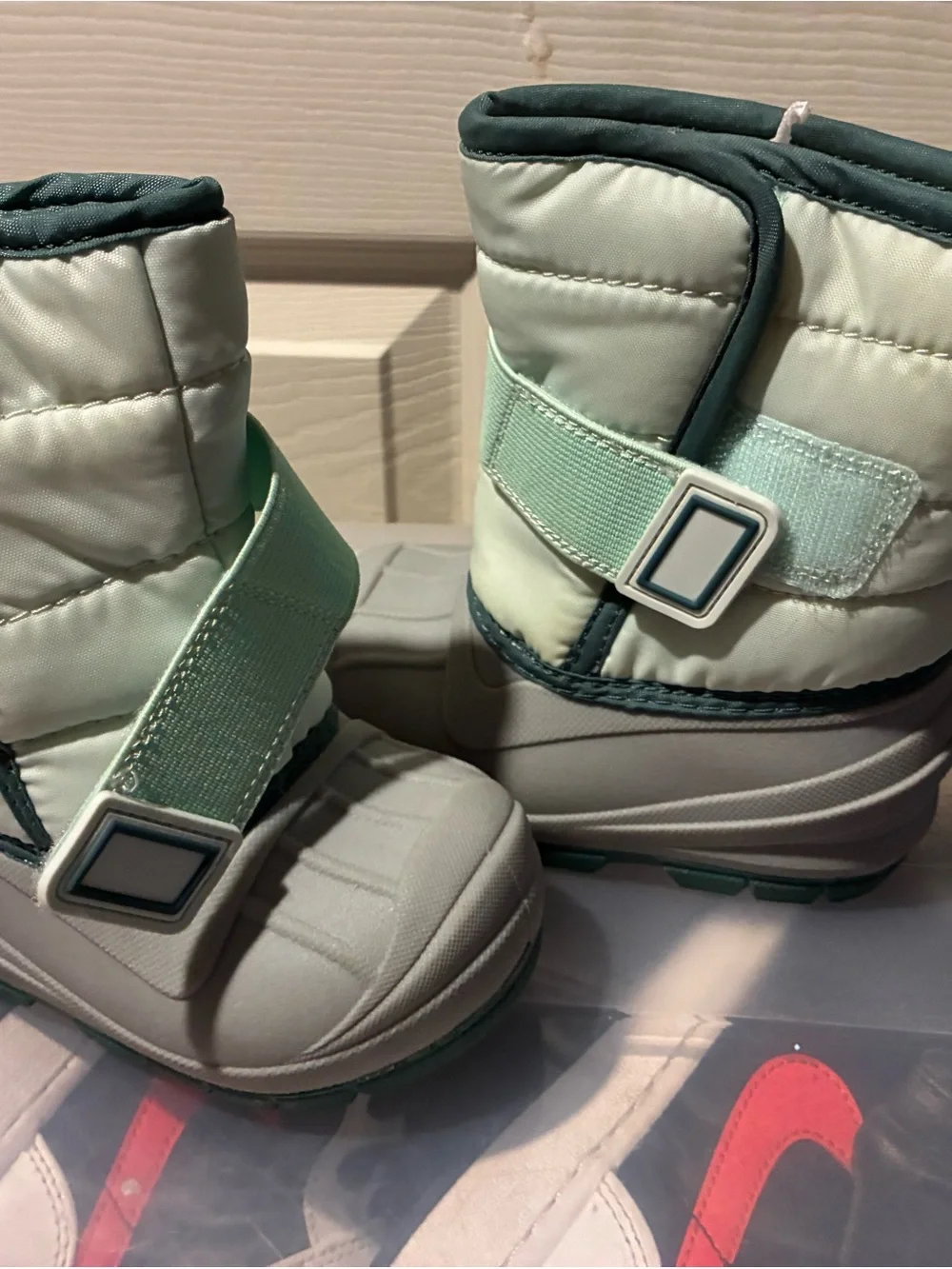 Kids Waterproof Winter Boots in Light Mint and Dark Teal